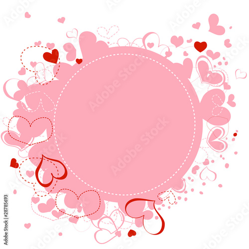 Pink hearts frame