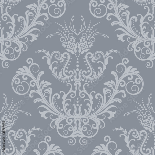 Luxury silver floral vintage wallpaper