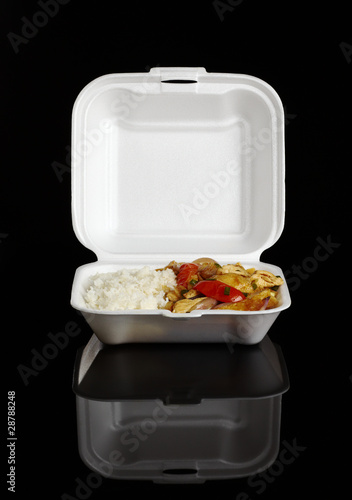 Photography Chinese take-away food: Chicken with rice