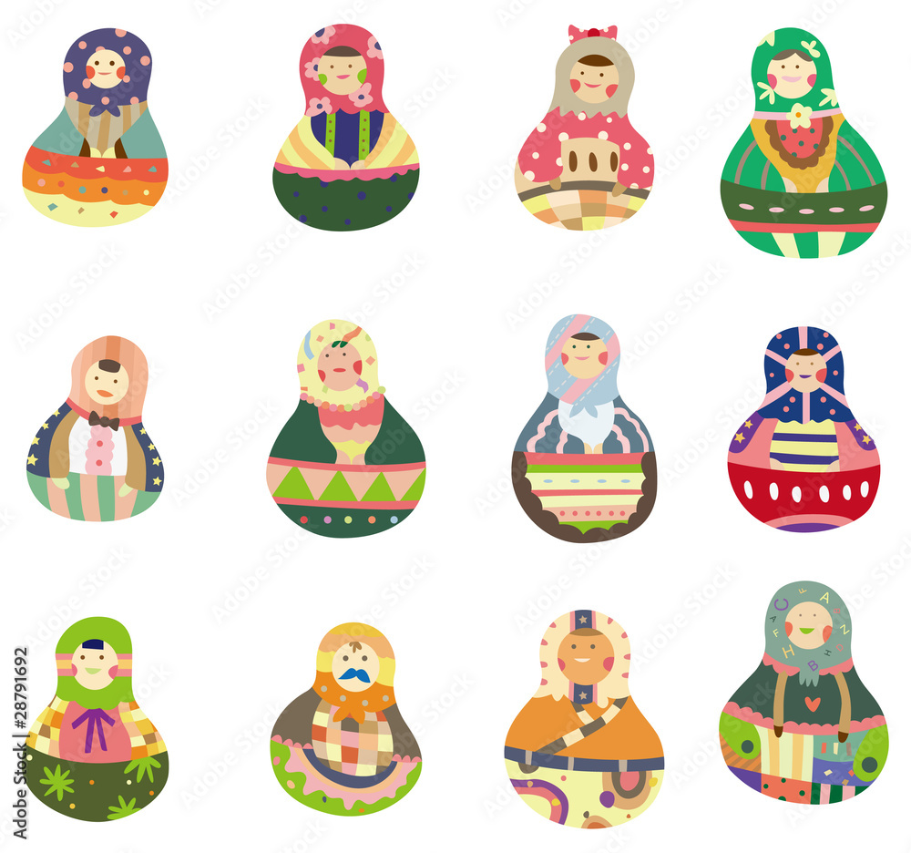 cartoon Russian dolls icon