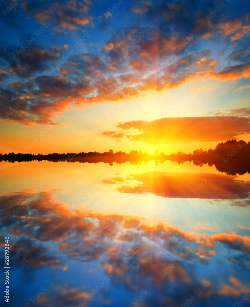 majestic sunset on a lake
