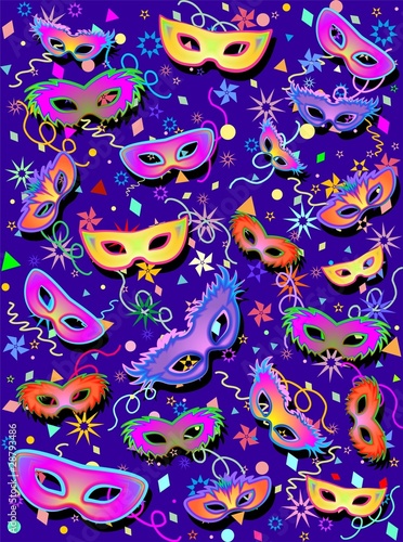 Maschere Multicolori Fondo-Multicolored Masks Background-2