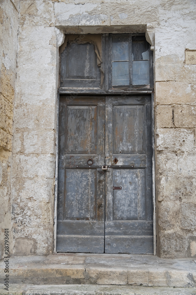 Wooden door.