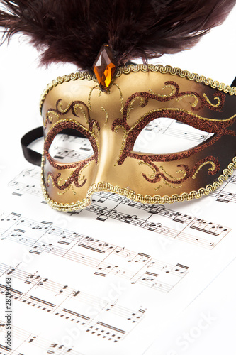 venetian mask on sheet score