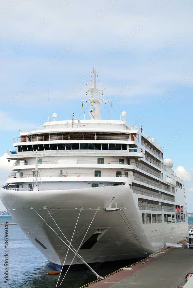 The passenger ship is moored in port