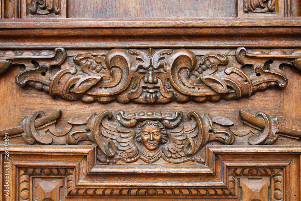 Wooden door in Torun, Poland Wooden door in Torun, Poland