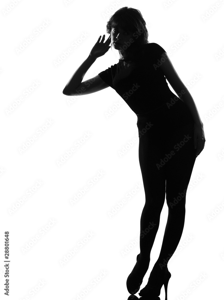 silhouette curious listening woman
