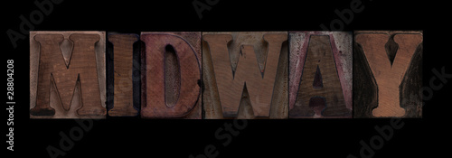 Midway in old letterpress wood type photo