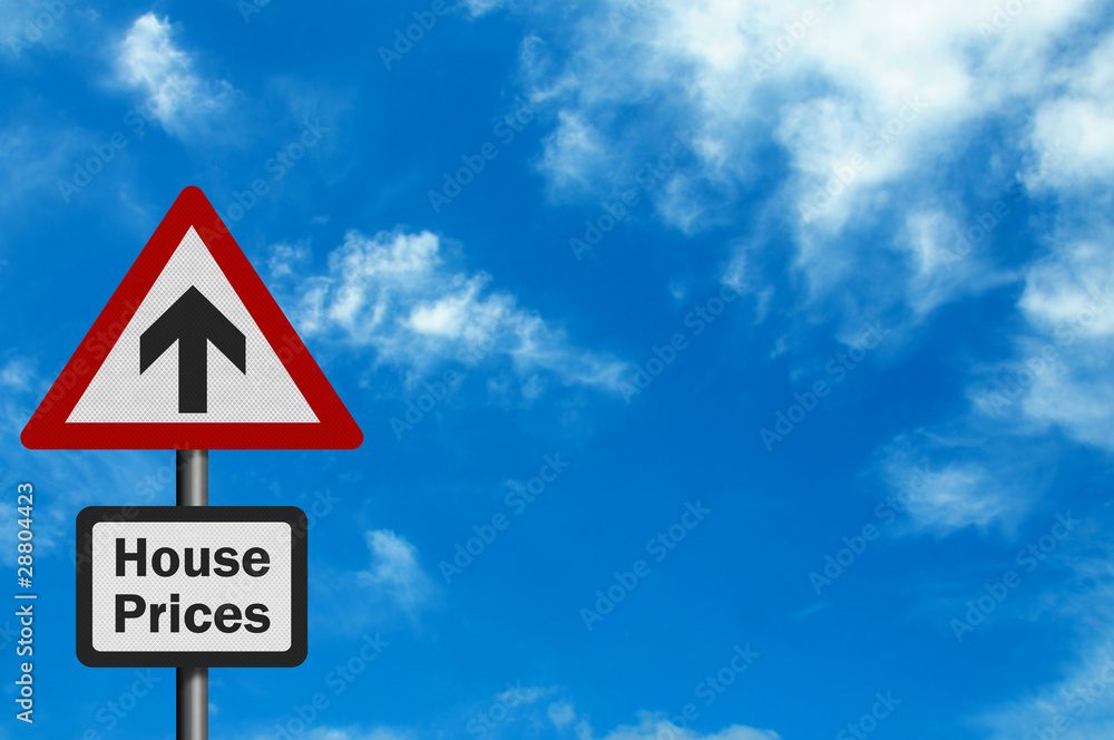 Photo realistic 'house price rise' sign, with space for text ove Photo realistic 'house price rise' sign, with space for text ove