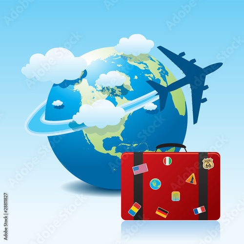 Airplane Travel with Suitcase
