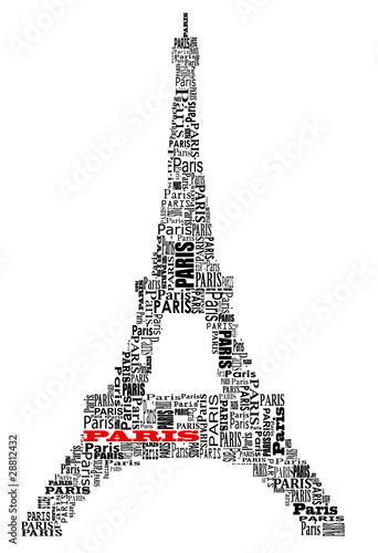 abstract tour eiffel with words Paris #28812432