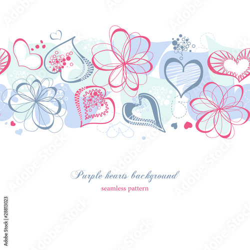 Purple hearts seamless pattern