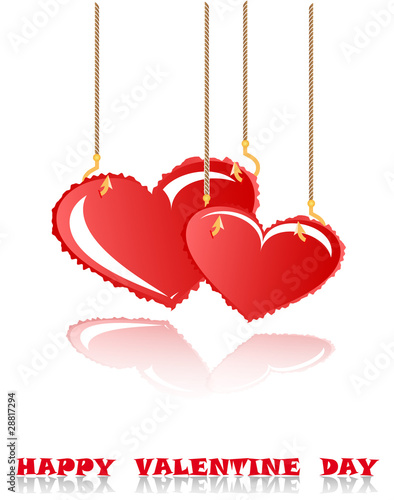 Valentine background with two hearts and text
