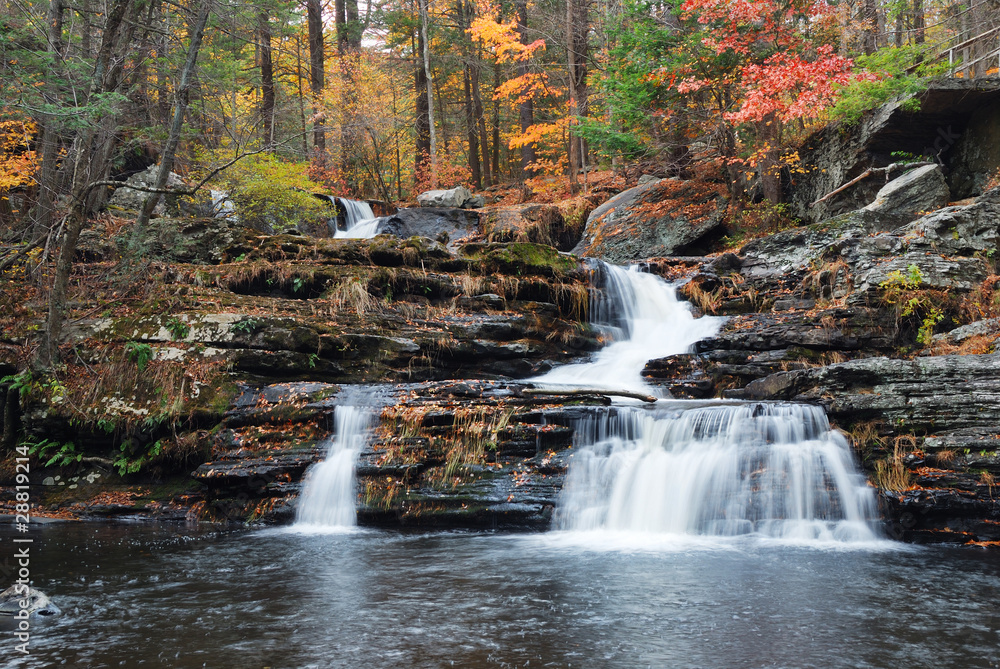 Fototapeta premium Autumn Waterfall in mountain
