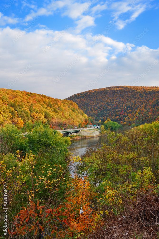 Delaware Water Gap panorama in Autumn