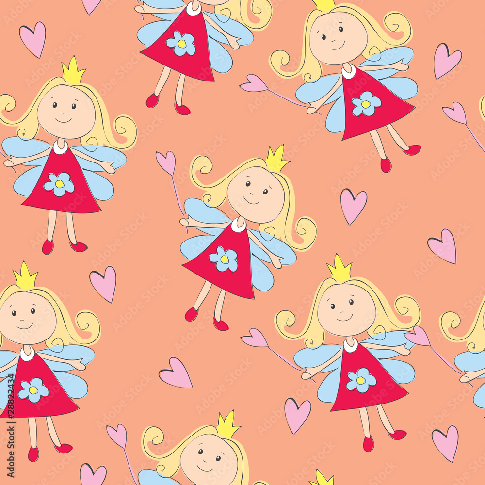 Vector seamless illustration of fairy princess Vector seamless illustration of fairy princess