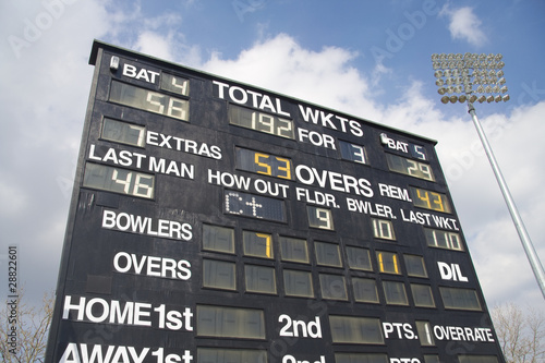 Cricket scoreboard and floodlight