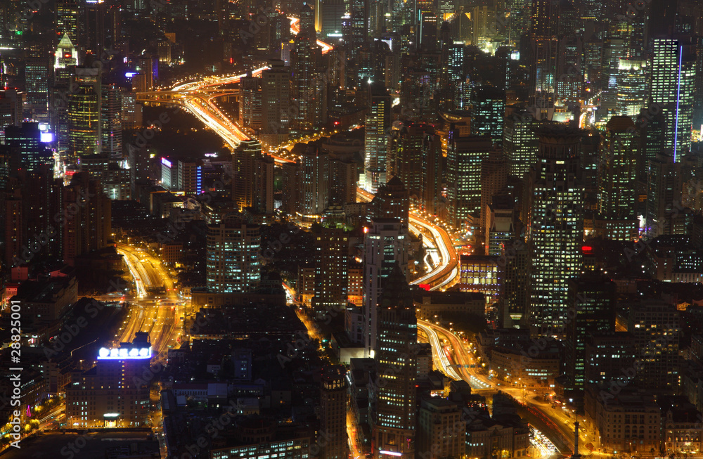 City of Shanghai illuminated at night City of Shanghai illuminated at night