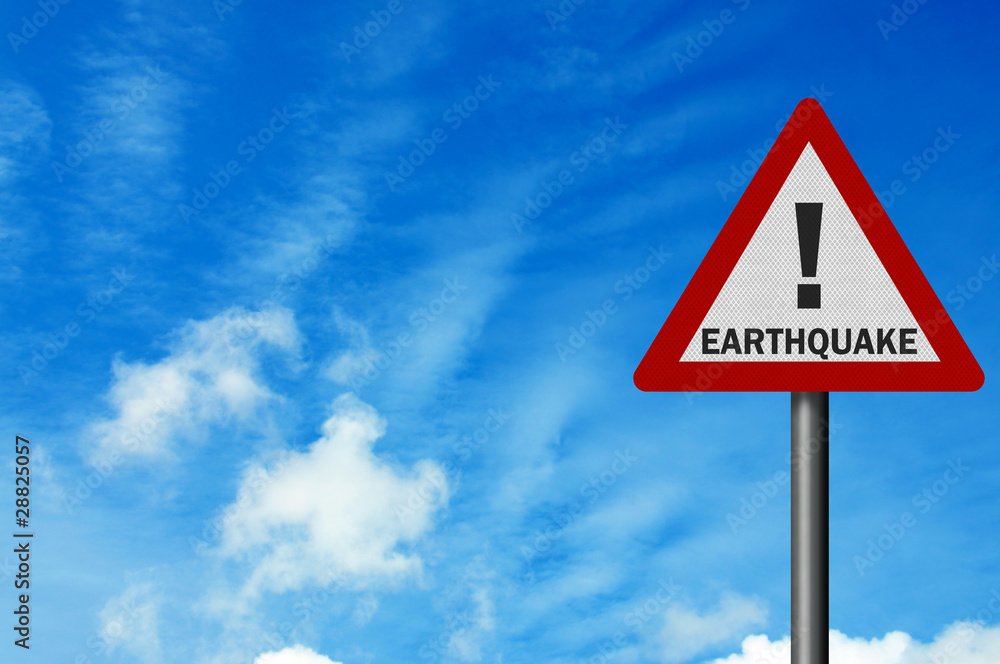 Photo realistic 'earthquake' sign, with space for text overlay Photo realistic 'earthquake' sign, with space for text overlay