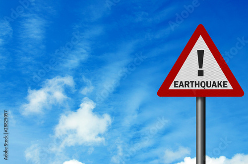 Photo realistic 'earthquake' sign, with space for text overlay