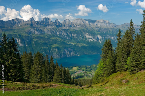 View to the lake Walensee from the Flumserberg (Switzerland).