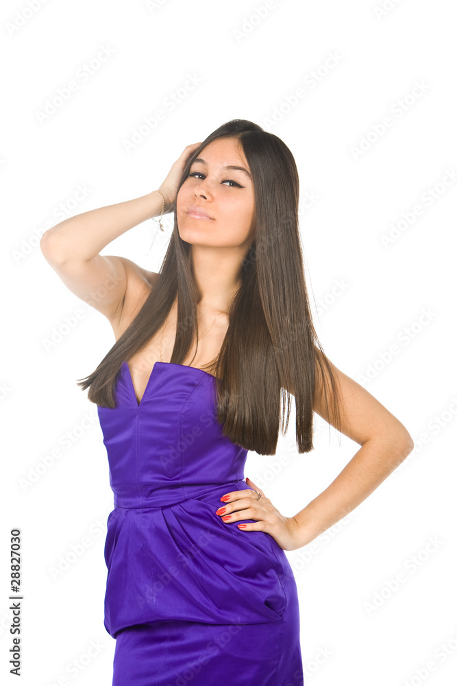 Beautiful Asian girl in a purple dress smiling Beautiful Asian girl in a purple dress smiling