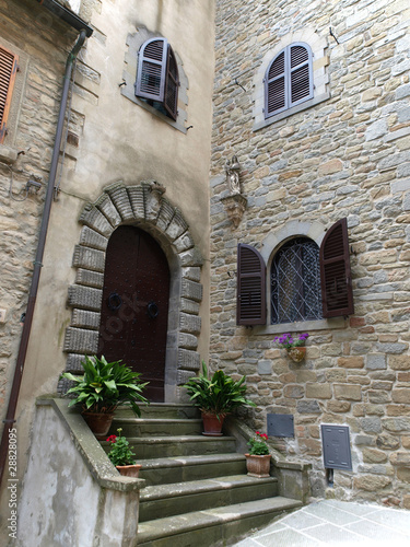 stairs and doors to the old house in Tuscany