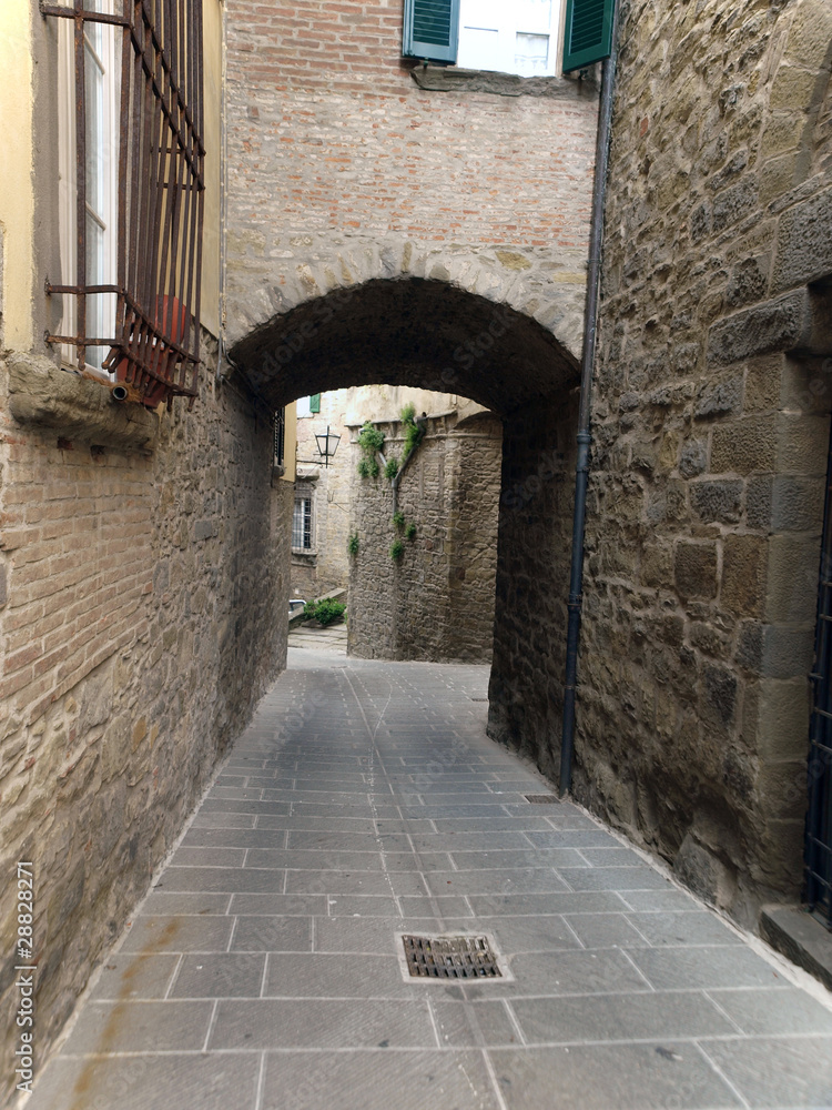Obraz premium A street in Cortona, the Tuscan town of Etruscan origin