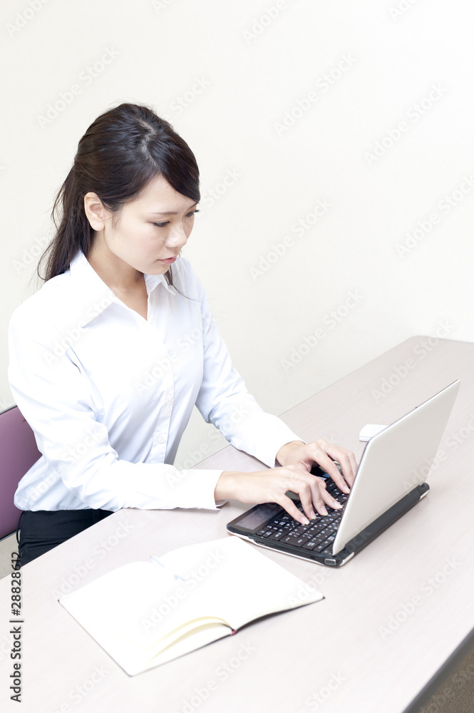 a portrait of young business woman working a portrait of young business woman working