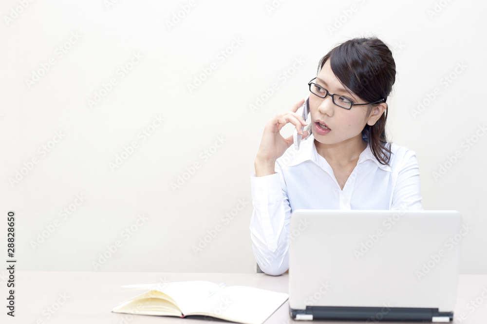 a portrait of young business woman working a portrait of young business woman working