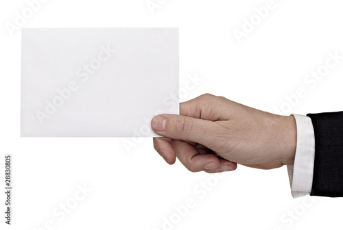 hand holding blank message note