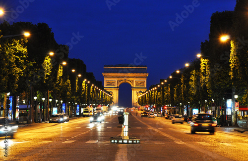The Champs-Elysées at night, Paris, France