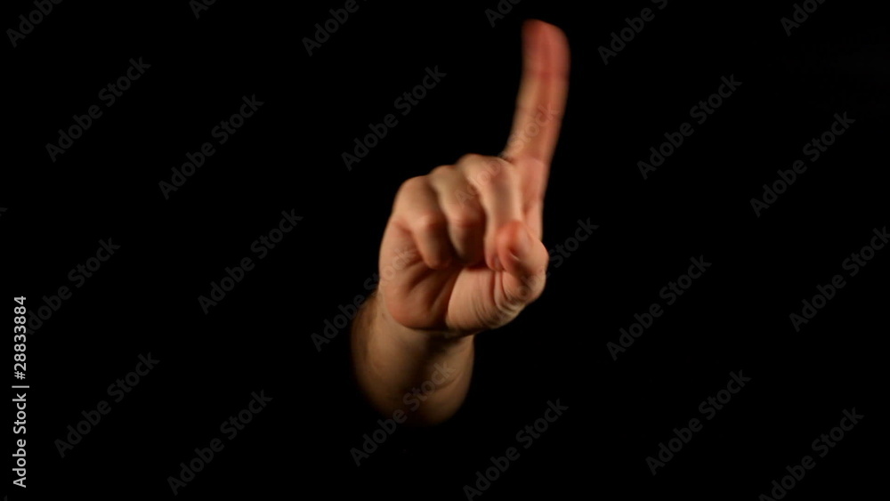 Forefinger shake gesture on black background Forefinger shake gesture on black background