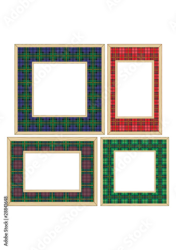 Set of the wooden frames with tartan patterns