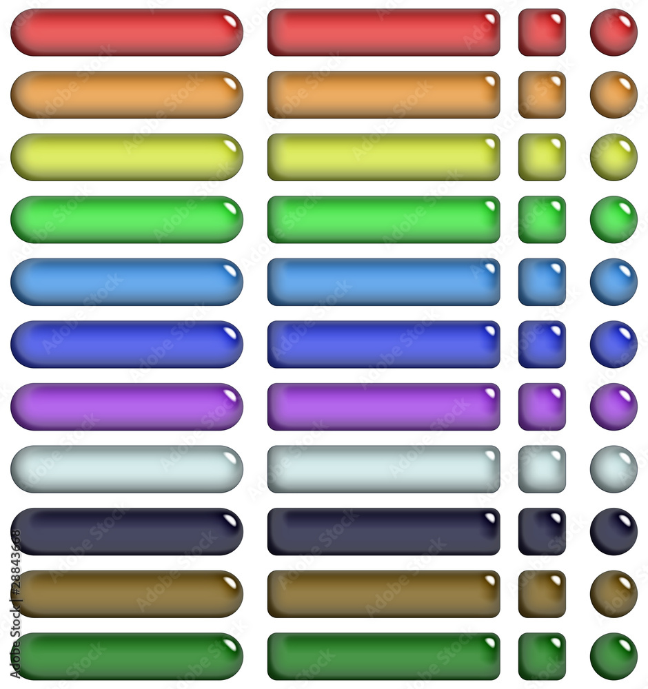 Computer generated color web buttons Computer generated color web buttons