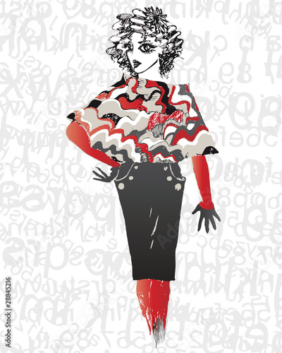 Fashion Girl on Alphabet Background