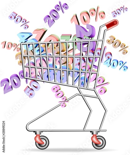 Carrello di Saldi-Sales Shopping Cart-Vector