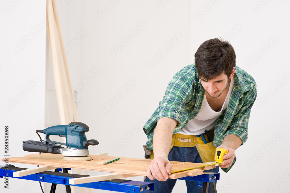 Home improvement - handyman prepare wooden floor