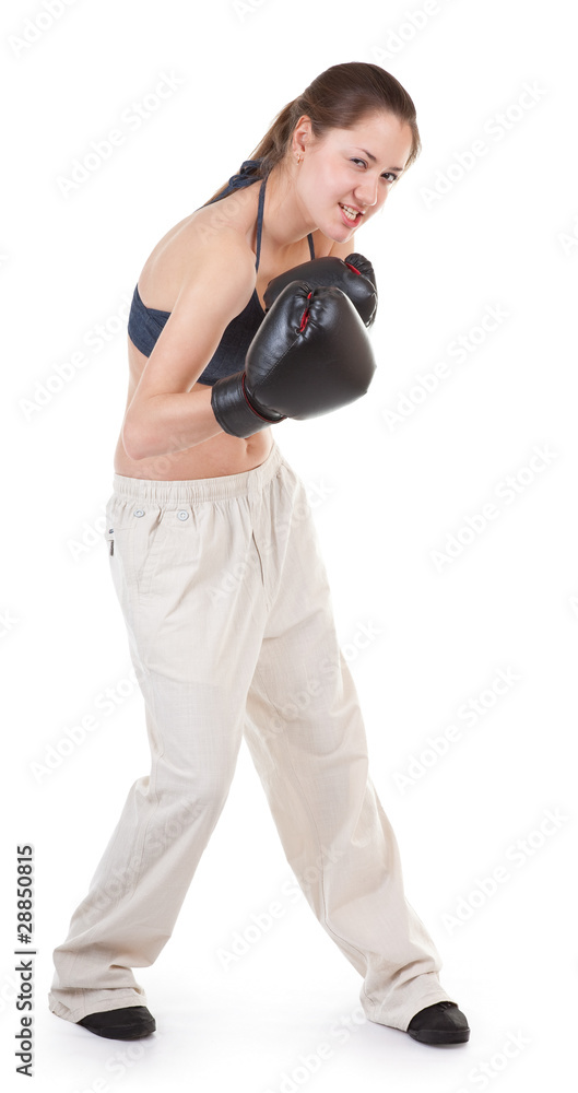 sports girl with boxing gloves sports girl with boxing gloves