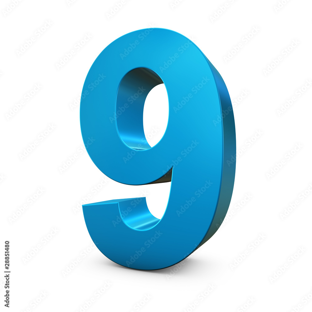 Chiffre 9 3d bleu Chiffre 9 3d bleu