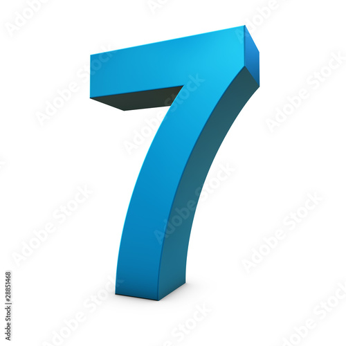 Chiffre 7 3d bleu