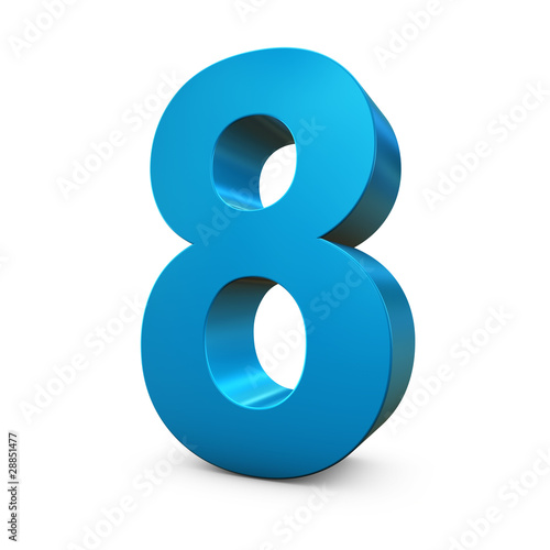 Chiffre 8 3d bleu