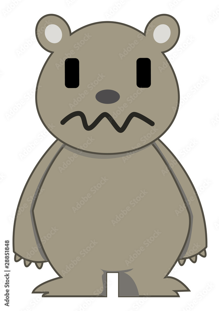 Grunge Bear Cartoon Character Illustration Isolated White Grunge Bear Cartoon Character Illustration Isolated White