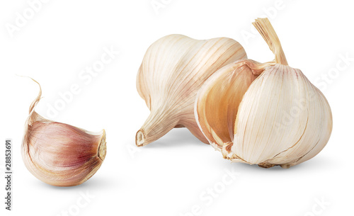 Two garlic heads isolated on white