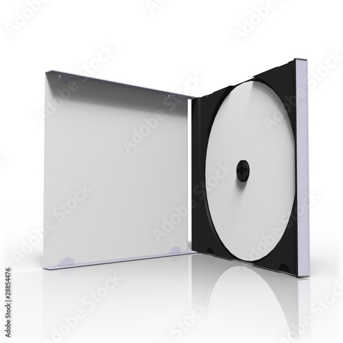 boite de cd-rom ouverte sur fond blanc photo