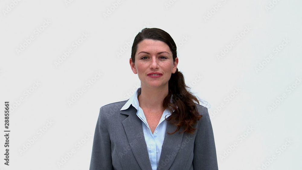Businesswoman in front of the camera Businesswoman in front of the camera