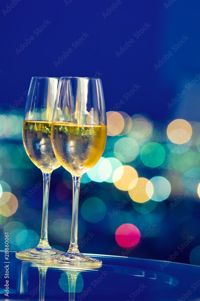 Champaign glasses in front of a window Champaign glasses in front of a window