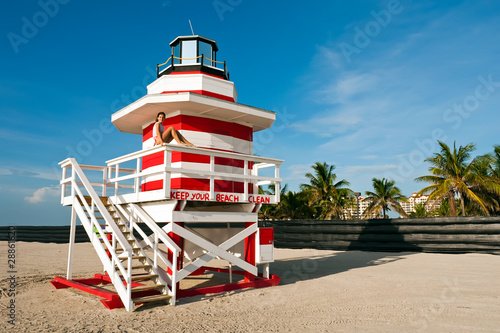 Lifeguard Stand In South Beach Miami, Florida © sborisov