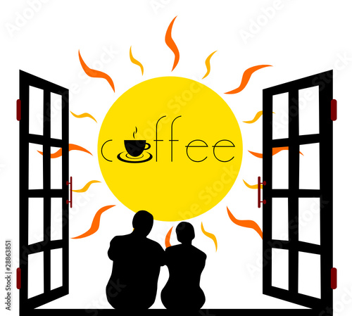 view of the sun and think of coffee illustration