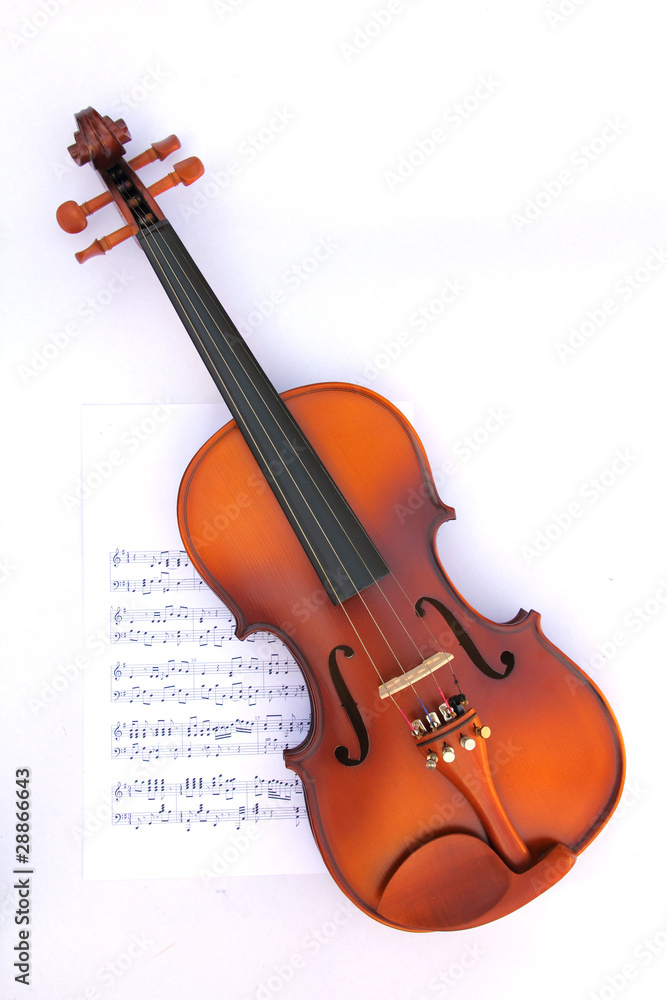 Naklejka premium violin and music sheet